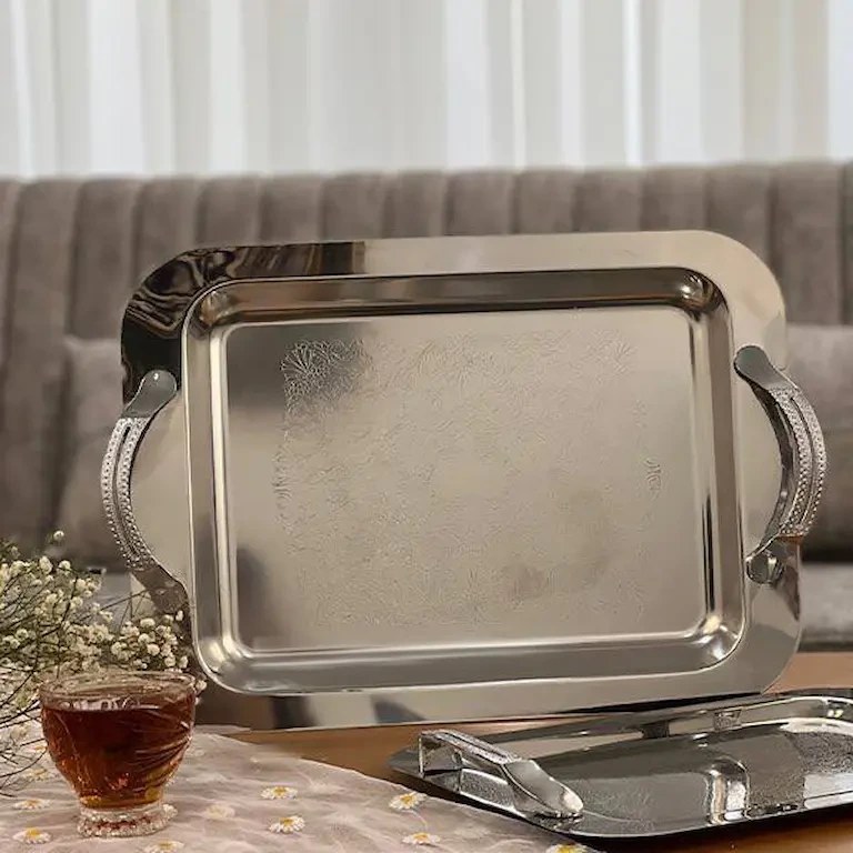 سینی پذیرایی استیل مستطیل