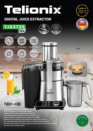 آبمیوه گیر تک کاره مدل TJE 3733 – Telionix TJE-3733   