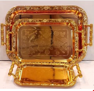 سینی استیل 3عددی دسته دار